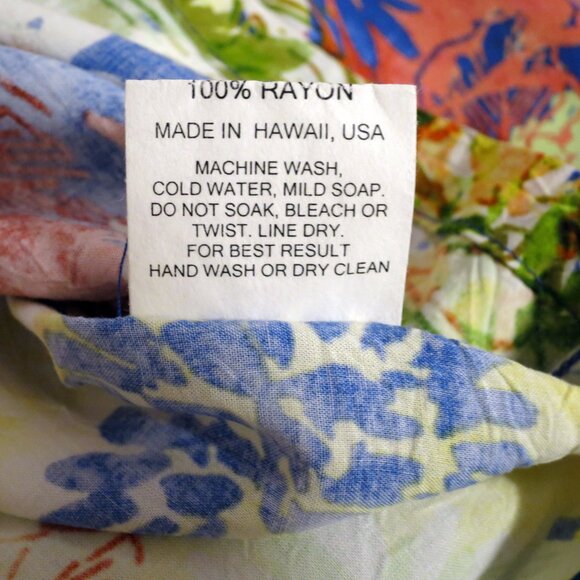 Jams World Shirt Mens Medium Short Sleeve Button Hawaiian Tropical Green Yellow - Picture 7 of 7